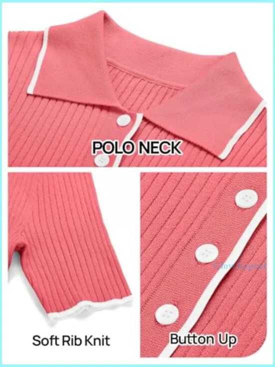 Ribbed Maxi Dress V-Neck Button Front Slim Fit Knit Sweater Dress - Picture 5 of 7